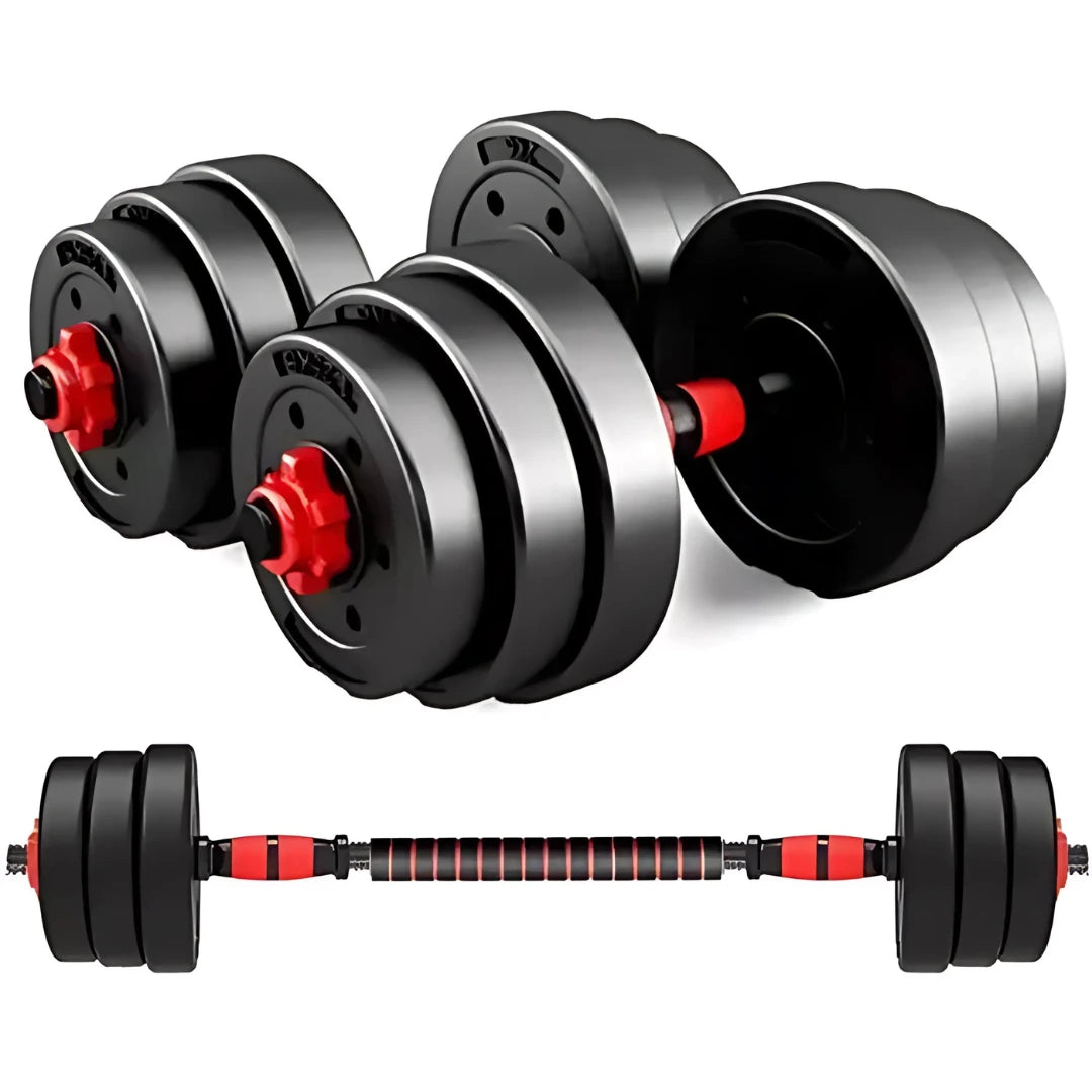 Kit de Mancuernas con Discos 20 kg y Barras Ajustables Fitness