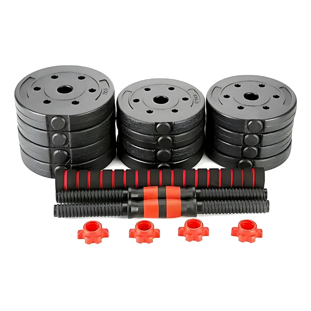 Kit de Mancuernas con Discos 20 kg y Barras Ajustables Fitness