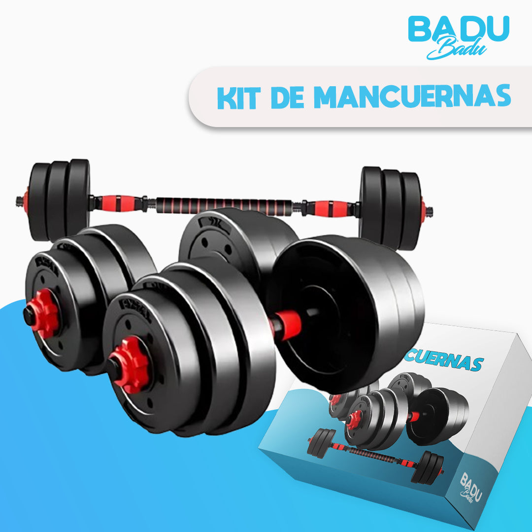 Kit de Mancuernas con Discos 20 kg y Barras Ajustables Fitness