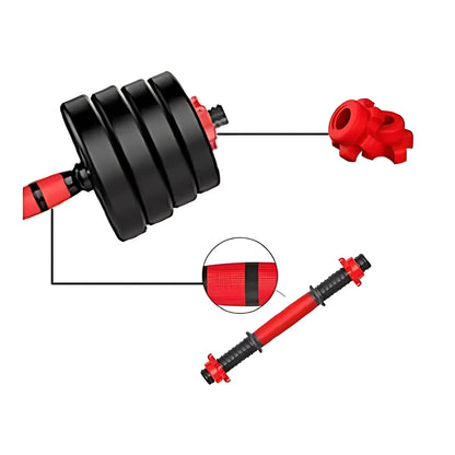 Kit de Mancuernas con Discos 20 kg y Barras Ajustables Fitness